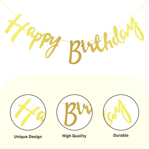 Image of Party Propz Golden and White Happy Birthday Decoration Kit - 57 Pcs, Golden Balloons for Birthday with Birthday Cap and Banner, Bday Decor for Boys & Girls, Bday Decor for Husband (Cardstock)