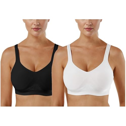 Sujetadores sin Aros Mujer Sujetador Deportivo para Ropa Interior Conjunto de Sujetador Push Up Bra de Pechos Grandes Soporte Fuerte Pack 2 Sujetador Clásico para Acolchado Cómodo