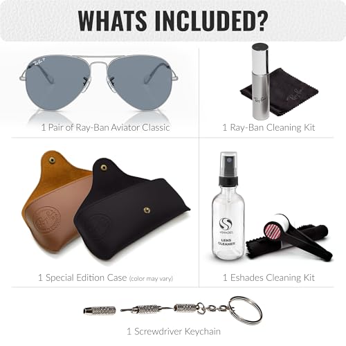 Image of Ray-Ban RB3025 CLASSIC AVIATOR POLARIZED Sunglasses for Men & Women with Official Eyewear Kit