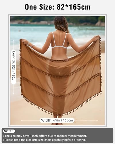 Image of Eicolorte Sarong Cover Up Womens Beach Cover Up Bikini Bathing Suit Swimsuit Swimwear Coverup Sarong Pareo Wraps for Women