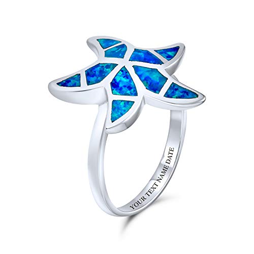 Bling Jewelry Hawaiian Jewelry Blue Opal Nautical Starfish Ring Sterling Silver,Size 9 #TOP2