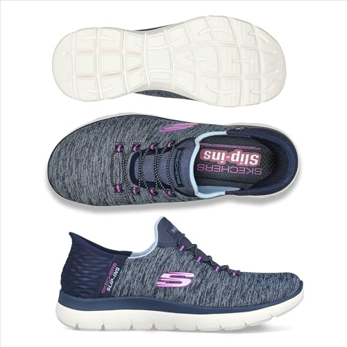 Skechers Women's Summits Hands-Free Slip-Ins – Memory Foam Insole, Heel Pillow, Vegan Materials Sneaker, Navy Purple, 9 by Skechers - Image 9
