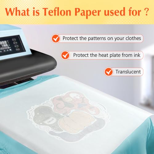 Image of TransOurDream PTFE Teflon Paper for Heat Press (30 Sheets, 16.5x11.7 inch) Reusable Non-Stick Paper for Iron-on Transfer, Sublimation, HTV Vinyl, DTF and Craft Projects
