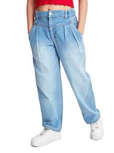 Image of olele Girls Super Jeans Collection for 4-14 Yrs | Stretchable Cotton Denim Trousers | Blue Jeans for Kids | Baggy Denim Pants | Cargo Pants for Girls