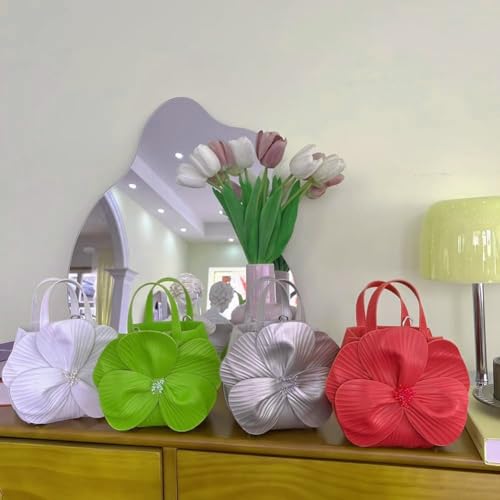 Image of Mini Flower Evening Purse Floral Clutch Purses for Women PU Leather Evening Handbag with Chain Wedding Party Prom
