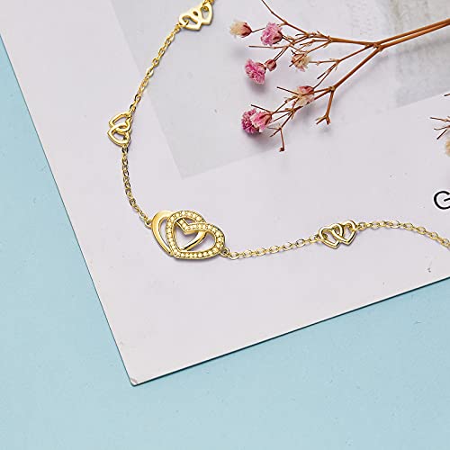 Desimtion Gold Ankle Bracelets For Women Sterling Silver Heart Foot Anklets Large Bracelet Jewelry Gift For Mom Girlfriend Her Girls #TOP2