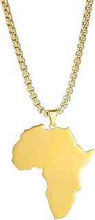 Africa Map Pendant Necklace Africa Map Necklaces for Women Stainless Steel Men Africa Continent Necklace Africa Map Jewelry Dainty Pendant Necklace Gift for Girls Boys