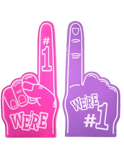 FunnAura 2 Pcs Foam Hand Pink and Purple Number 1 Gladiators Foam Finger for Sports Event Games Party Fan Accessories