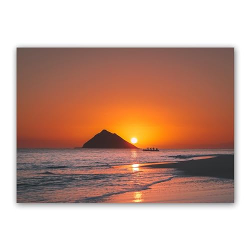 Toile murale plage coucher de soleil 40x56 cm sans cadre pour décoration moderne