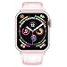 iiteeology Compatible with Apple Watch Band 46mm 45mm 44mm 42mm, Soft Glitter Clear iWatch Bands for Women Series 1-11 - Pink/Silver