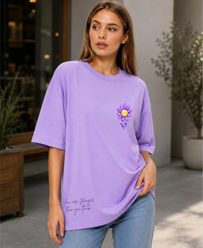Image of London Hills Tshirt for Woman | Oversized Tshirt for Women | T Shirt for Womans | Graphic T Shirt for Women Pure Cotton | Tops for Woman Western, Printed Oversized Loose Fit Plus