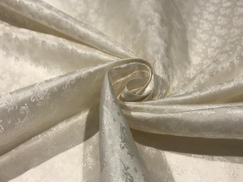 Tissu brocart de soie haut de gamme coloris ivoire BRO956 pour création
