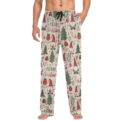 Christmas Gnomes Snowflakes Pajama Pants Winter Mushroom StarLounge Sleepwear PJs Men's Pajama Bottoms Sleep Pants M3
