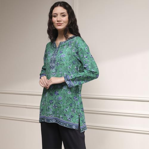 Image of BIBA Women's Polyester Printed Straight Kurti