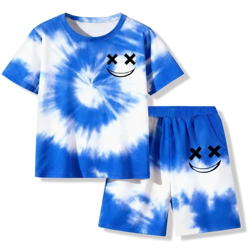 Image of Boys Clothes Size 6-12 Years Short Sleeve T-Shirt & Shorts Set Casual Spring Summer Outfits