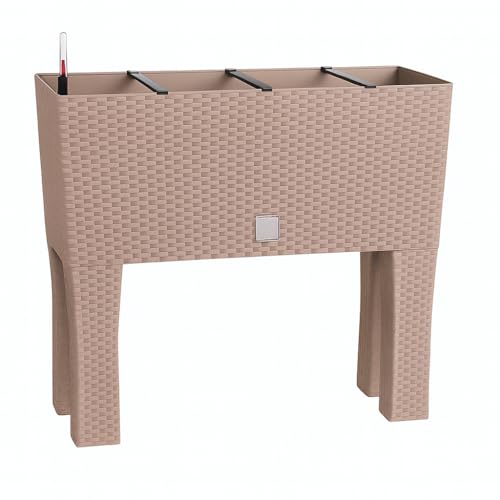 BirnePower Macetero con patas, aspecto de ratán, jardinera, riego (600 moca)