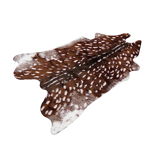 Artibetter Carpet Decoration Non Door Mat Faux Deer Hide Rug Plum Deer Area Rug Entrance Fuzzy Rug Animal Print Polyester