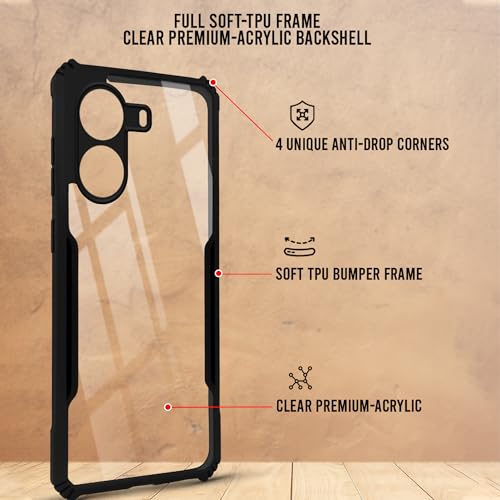 Image of Jkobi Back Cover Case for Poco X7 Pro (Shockproof with Polycarbonate Clear Panel | Professional Black)