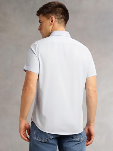 Image of Thomas Scott Men's Premium Slim Fit Casual Shirt | 100% Cotton Twill | Short Sleeves | Spread Collar | Solid Smart Casual Shirt for Men