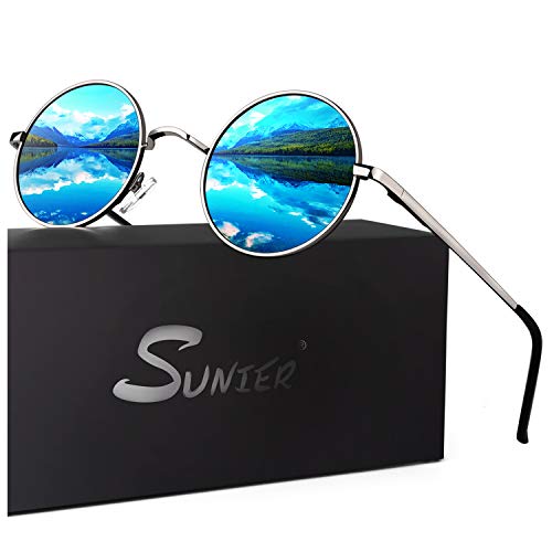 SUNIER Retro Round Sunglasses Polarized John Lennon Shades Men Women Small Size