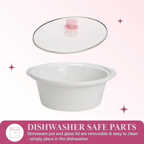 Image of Paris Hilton 6-Quart Manual Slow Cooker, Naturally Nonstick Stoneware Ceramic Insert, Three Settings (Low, High, Warm), Dishwasher Safe Family Size Slow Cooker, Pink