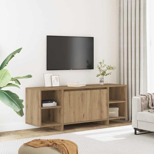 Meuble TV Salon Moderne en Chêne Artisanal 130 cm, Buffet Télé avec 2 Portes et 2 Étages, Bois d'Ingénierie Résistant pour Salon Chambre, Rangement...