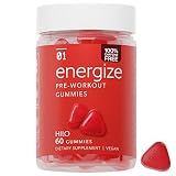 Caffeine Free Pre-Workout Energy Gummies - Vegan Energy Supplement with Lions Mane Mushroom, Rhodiol