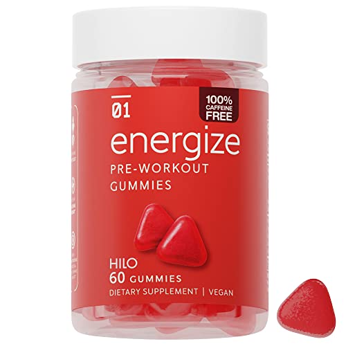 Caffeine Free Pre-Workout Energy Gummies - Vegan Energy Supplement With Lions Mane Mushroom, Rhodiola, Vitamin B12, & Beet Root - Gummies Energy Chews For Running, Endurance, & Focus (60 Count) #TOP19