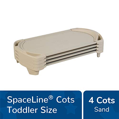 Angeles Preschool Daycare Stackable SpaceLine Toddler Rest Cot - 4 Pack, Sand - Thumbnail 2
