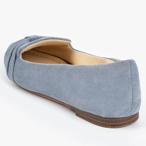 MUSSHOE Flat Shoes Women Comfortable Pointed Toe Slip on Women's Flats,Gray Suede 103