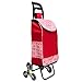Produktbild QIANGDA-Handwagen Einkaufstrolley Faltbar Einkaufswagen Abnehmbare Tasche Stufen Steigen Überall Hängend Verdicken Wasserfestes Tuch, 9 Farben (Farbe : Red, größe : 38 x 25 x 97cm)