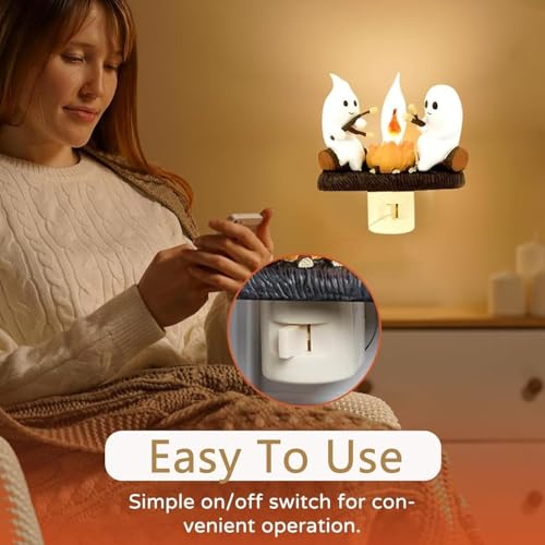 Image of Ghost Campfire Night Light，2024 Ghost Campfire Flickering Nightlight, 3D LED Small Faux Campfire Night Light, Funny Halloween Nightlight Indoor Decorations