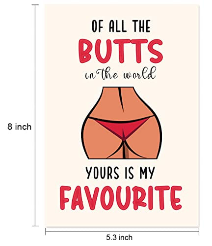 Funny Anniversary Card For Wife, Of All The Butts In The World Yours Is My Favourite Valentine Card For Her, Naughty Birthday Card For Women, Romantic Card For Girlfriend, Rude Holiday Card For Wife #TOP2