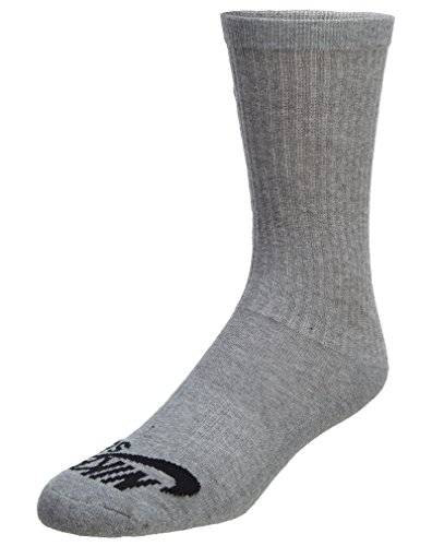 Nike Mens SB 3-Pack Crew Socks Dark Grey Heather/Black LG (Men's Shoe 8-12, Women's Shoe 10-13)