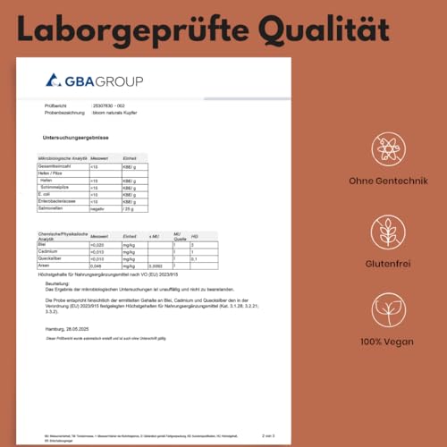 Kupfer Tabletten - 400 Stück x 2 mg Kupfer aus KupferBisglycinat - hochdosiert - Copper, vegan und produziert in Deutschland - Verpackung kann variieren