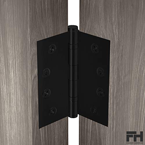 Finsbury Hardware Black Heavy Duty Door Hinge Matte Black Ball Bearing 4X4 Inch Heavy Duty - Set Of 3 Solid Brass Matte Black Door Hinges (Flat Black) #TOP4