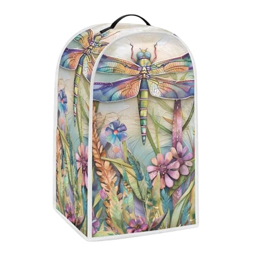 Image of Floral Dragonfly Blender Dust Cover, Anti Fingerprint Polyester Stand Mixer or Coffee Maker Appliance Protector, Machine Washable Blender Cover for Kitchen Appliance