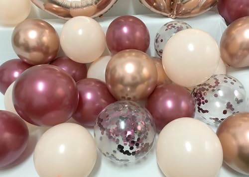 Image of 60th birthday decorations women - Rose gold 60 birthday party supplies for Happy Womens with Fabulous Champagne burgundy flowers Balloons Tissues Decor (burgundy + Champagne)