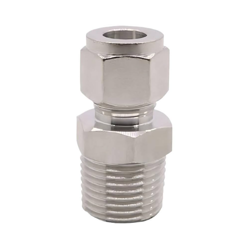 Zdud Men's One Color Quick Connect Hose Fittings,304 Stainless Steel Double Ferrule Compression Fitting Pipe Adapter - Durable Connector For Pu And Nylon Tubing(6Mmx1/4Inch)