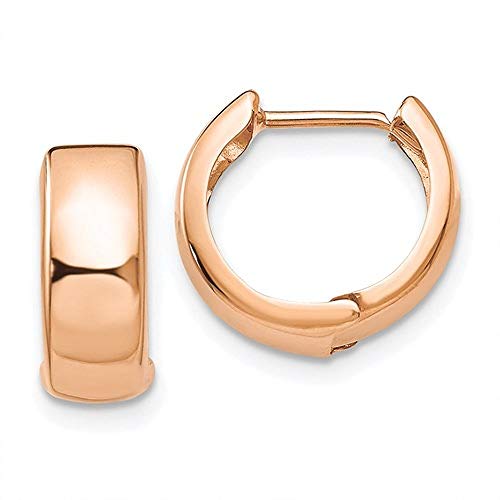 Image of 14K Gold Huggie Hoop Earrings, Genuine 14k Gold, 5mm Wide