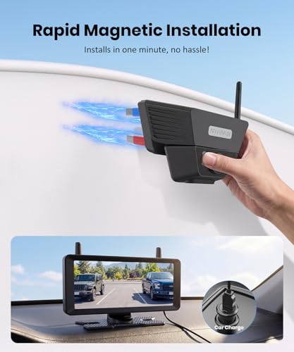 Image of AUTO-VOX 2 Solar Magnetic Wireless Backup Camera, Watch Rear and Side Views