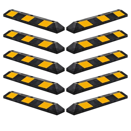 Guardian Parking Stop, 3 Foot Long Flexible Rubber Curb, Highly Visible Accessory with Mounting Holes for Job Sites and Garages, Black/Yellow