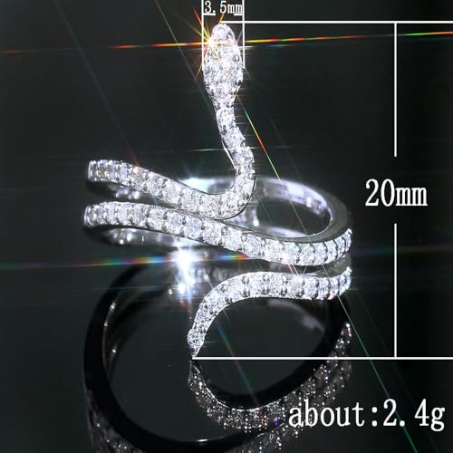 White Gold Plated White Cubic Zirconia Snake Engagement Rings Wedding Bridal Band Promise Rings Evening Parties Anniversary Valentine's Day Gifts Eternity Bands for Women2