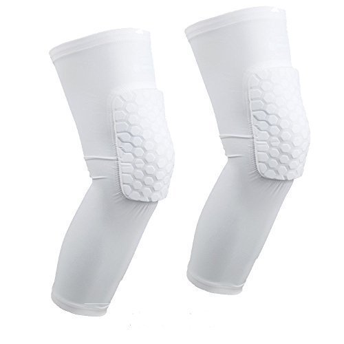 ANZOME 2 Packungen (1 Paar) Kompressionsschutz – Herren & Frauen Basketball-Bandage – am besten zu Immobilisieren, Gurt & Wickeln Knie für Volleyball, Fußball, Kontaktsport, Weiss-Langer Typ, L