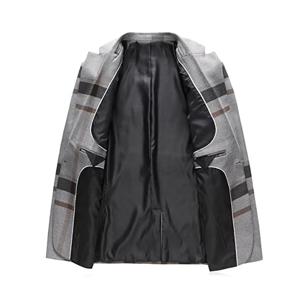 Mens Plaid Blazer Sports Coat Casual Slim Fit Checkered Blazer for Men Wedding