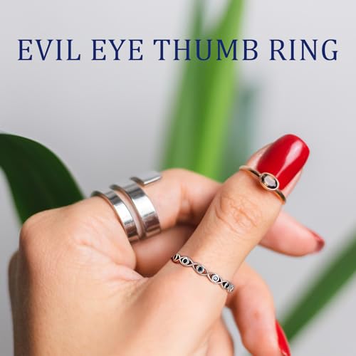 Evil Eye Infinity Ring for Women: 925 Sterling Silver Blue Eyes Stackable Rings Wedding Eternity Band Engagement Promise Cubic Zirconia Bands, Cute Rings Jewelry Birthday Presents Size 6-94