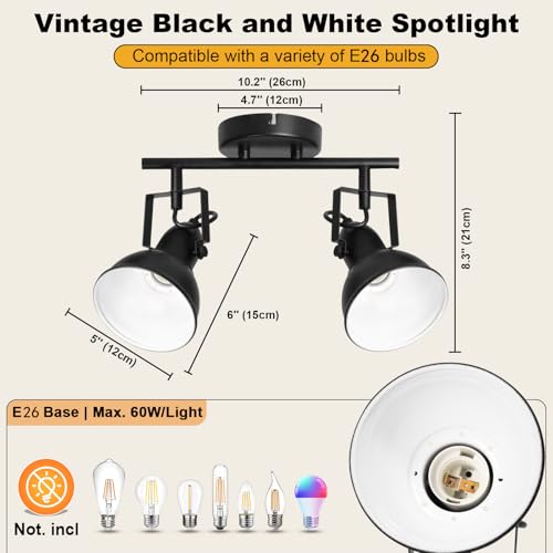 Image of HiBay LED Track Lighting Fixtures, Rotatable 2-Light Spot Light Black