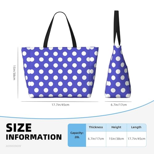 Large Beach Bags for Women Sandproof - Purple polka dot print (A) Summer Work Travel Tote Bags with Zipper2