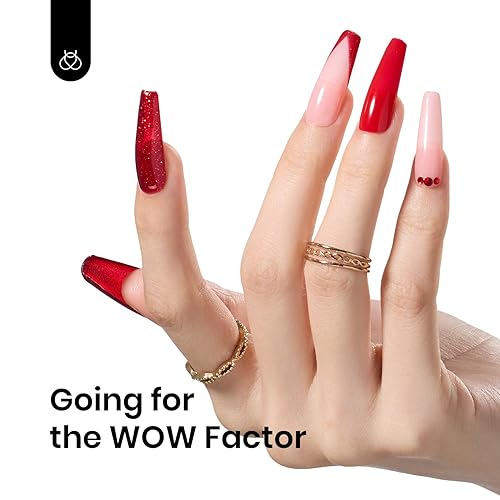 Image of Beetles Glitter Red Gel Nail Polish Wine Red Shimmer Gel Polish 1Pcs 0.5Oz 15ml Soak Off UV LED Nail Lamp Nail Art Manicure Salon DIY Home Nail Design Decoration
