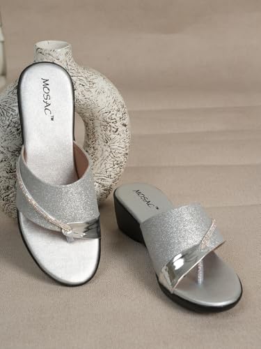 Image of MOSAC Women's Party-Wear Designer Wedding Slip-On Casual Wedge Fashion Wedding Sandal